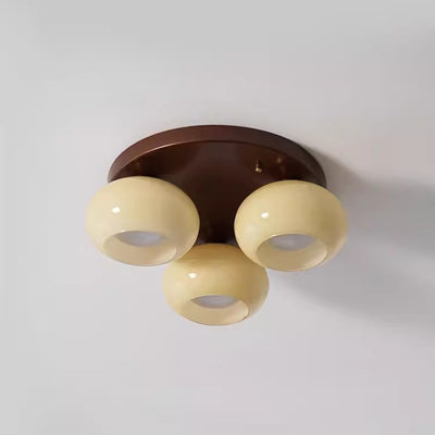 Contemporary Retro Round Oval Iron Glass 3/5 Light Semi-Flush Mount Ceiling Light For Living Room