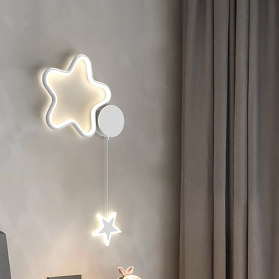 Modern Art Deco Stars Clouds Moon Iron Aluminum Acrylic LED Wall Sconce Lamp For Bedroom