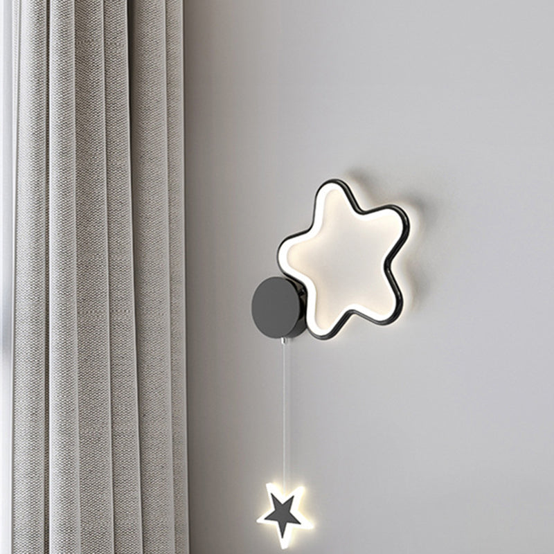 Modern Art Deco Stars Clouds Moon Iron Aluminum Acrylic LED Wall Sconce Lamp For Bedroom