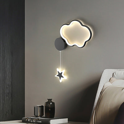 Modern Art Deco Stars Clouds Moon Iron Aluminum Acrylic LED Wall Sconce Lamp For Bedroom