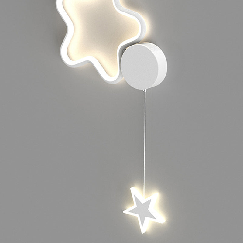 Modern Art Deco Stars Clouds Moon Iron Aluminum Acrylic LED Wall Sconce Lamp For Bedroom