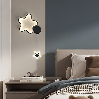 Modern Art Deco Stars Clouds Moon Iron Aluminum Acrylic LED Wall Sconce Lamp For Bedroom