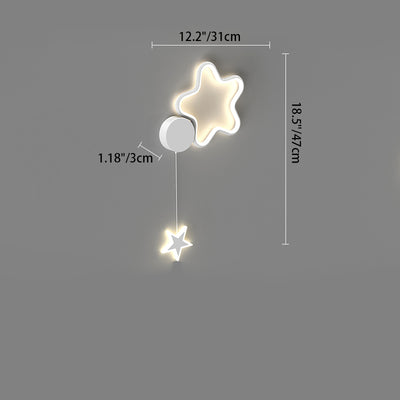 Modern Art Deco Stars Clouds Moon Iron Aluminum Acrylic LED Wall Sconce Lamp For Bedroom