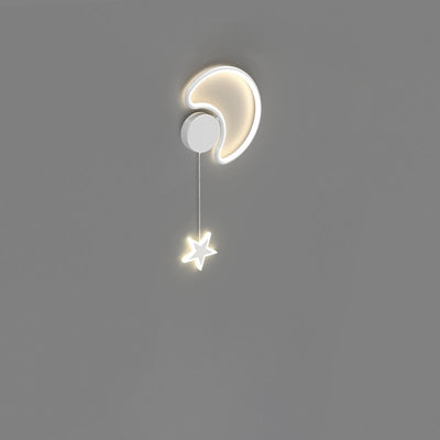 Modern Art Deco Stars Clouds Moon Iron Aluminum Acrylic LED Wall Sconce Lamp For Bedroom