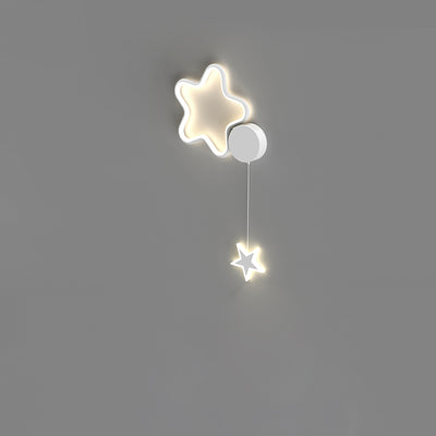 Modern Art Deco Stars Clouds Moon Iron Aluminum Acrylic LED Wall Sconce Lamp For Bedroom