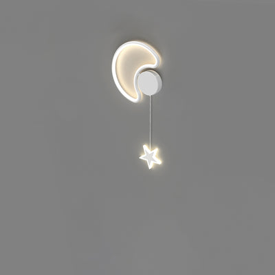 Modern Art Deco Stars Clouds Moon Iron Aluminum Acrylic LED Wall Sconce Lamp For Bedroom