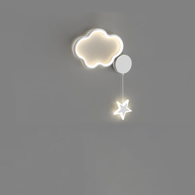 Modern Art Deco Stars Clouds Moon Iron Aluminum Acrylic LED Wall Sconce Lamp For Bedroom