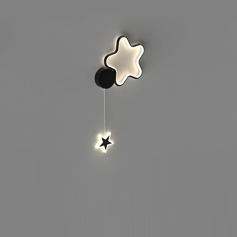 Modern Art Deco Stars Clouds Moon Iron Aluminum Acrylic LED Wall Sconce Lamp For Bedroom