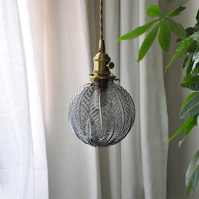 Contemporary Nordic Leaf Orb Glass Shade Brass 1-Light Pendant Light For Living Room