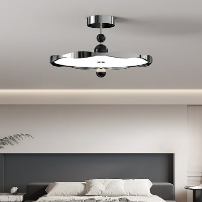 Modern Minimalist Round Wave Iron Aluminum Frame Acrylic LED Semi-Flush Mount Ceiling Light For Bedroom