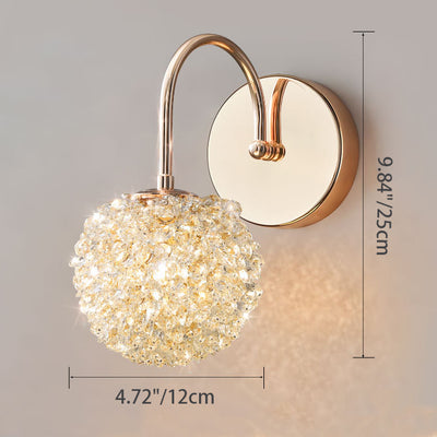 Modern Luxury Crystal Orb Hardware Frame 1-Light Wall Sconce Lamp For Living Room