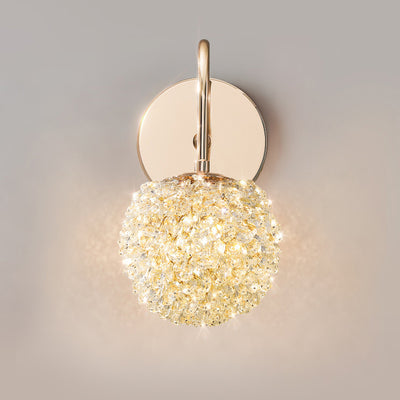 Modern Luxury Crystal Orb Hardware Frame 1-Light Wall Sconce Lamp For Living Room