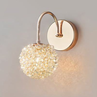 Modern Luxury Crystal Orb Hardware Frame 1-Light Wall Sconce Lamp For Living Room