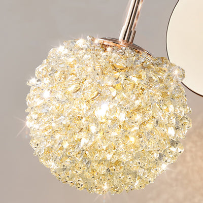 Modern Luxury Crystal Orb Hardware Frame 1-Light Wall Sconce Lamp For Living Room