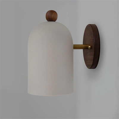 Traditional Japanese Rotatable Cylinder Wood 1-Light Wall Sconce Lamp For Living Room