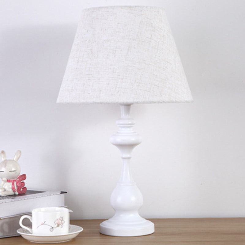 Modern Minimalist Round Trapezoidal Chess Shape Base Iron Fabric 1-Light Table Lamp For Bedroom