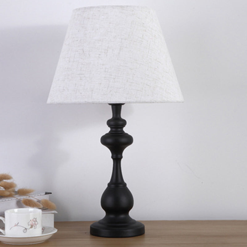 Modern Minimalist Round Trapezoidal Chess Shape Base Iron Fabric 1-Light Table Lamp For Bedroom