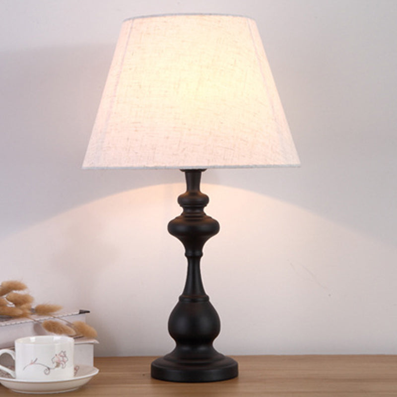 Modern Minimalist Round Trapezoidal Chess Shape Base Iron Fabric 1-Light Table Lamp For Bedroom