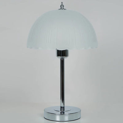 Contemporary Nordic Half Dome Lace Iron Glass 1-Light Table Lamp For Bedroom