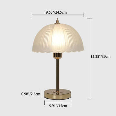 Contemporary Nordic Half Dome Lace Iron Glass 1-Light Table Lamp For Bedroom