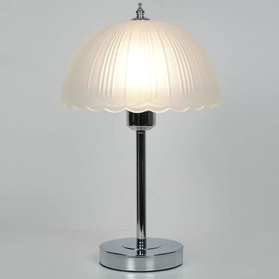 Contemporary Nordic Half Dome Lace Iron Glass 1-Light Table Lamp For Bedroom