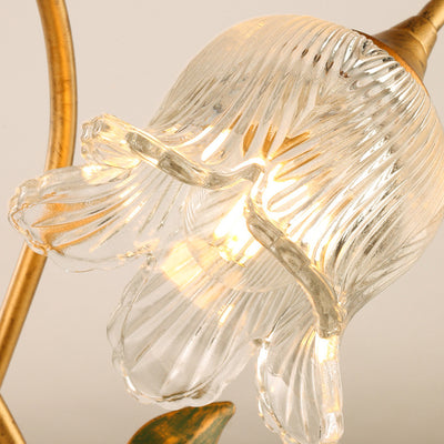 Contemporary Creative Flower Leaf Shape Iron Crystal Glass Shade 1/2 Light Table Lamp For Bedroom