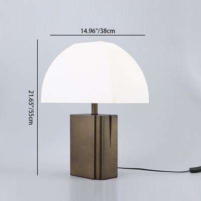 Contemporary Retro Rectangular Base Half Circle Trapezoid Fabric Cover Metal 1-Light Table Lamp For Living Room