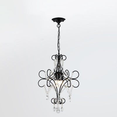 Traditional French Branch Candelabra Iron Frame Crystal 1/3/6/8 Light Chandelier For Living Room