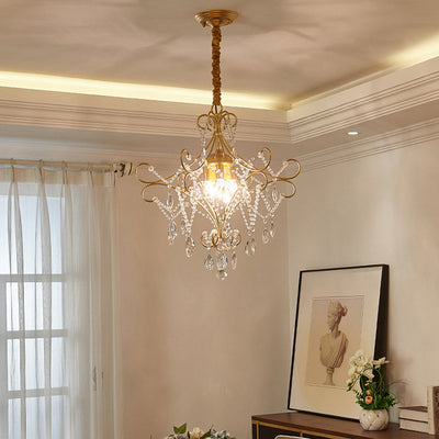 Traditional French Branch Candelabra Iron Frame Crystal 1/3/6/8 Light Chandelier For Living Room