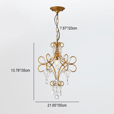 Traditional French Branch Candelabra Iron Frame Crystal 1/3/6/8 Light Chandelier For Living Room