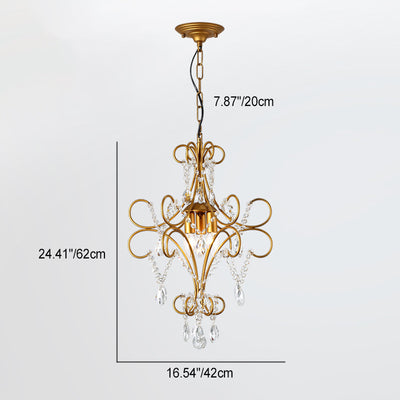 Traditional French Branch Candelabra Iron Frame Crystal 1/3/6/8 Light Chandelier For Living Room