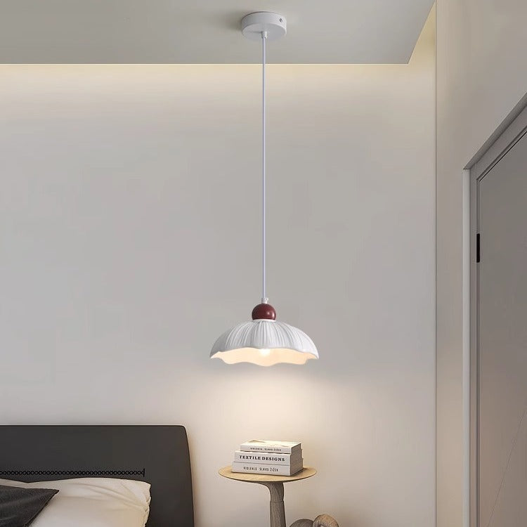 Modern Minimalist Round Flower Resin Shade Hardware Base 1-Light Pendant Light For Bedroom