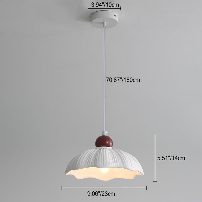 Modern Minimalist Round Flower Resin Shade Hardware Base 1-Light Pendant Light For Bedroom