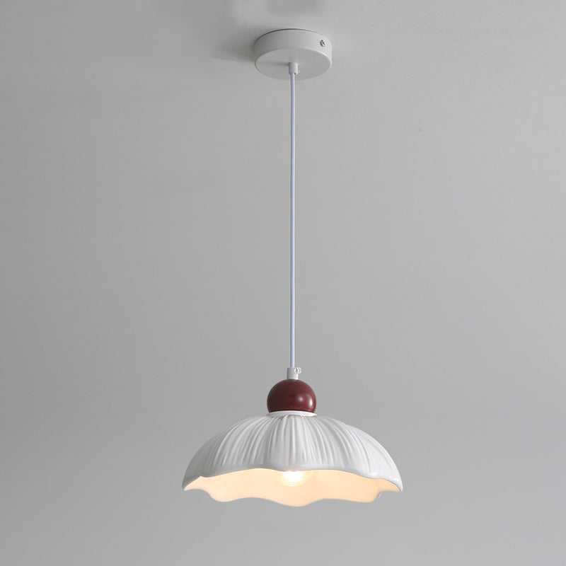 Modern Minimalist Round Flower Resin Shade Hardware Base 1-Light Pendant Light For Bedroom