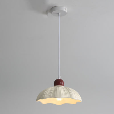 Modern Minimalist Round Flower Resin Shade Hardware Base 1-Light Pendant Light For Bedroom