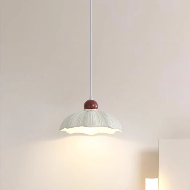 Modern Minimalist Round Flower Resin Shade Hardware Base 1-Light Pendant Light For Bedroom