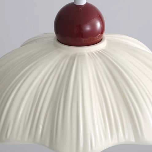 Modern Minimalist Round Flower Resin Shade Hardware Base 1-Light Pendant Light For Bedroom