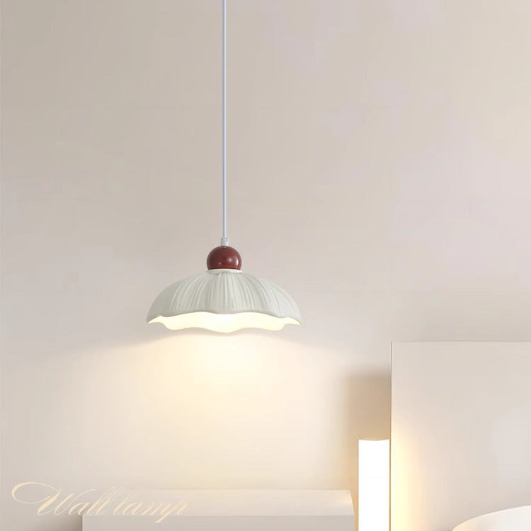 Modern Minimalist Round Flower Resin Shade Hardware Base 1-Light Pendant Light For Bedroom