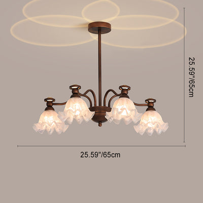 Contemporary Creative Branch Flower Glass Shade Hardware Frame 4/6/8 Chandelier For Living Room