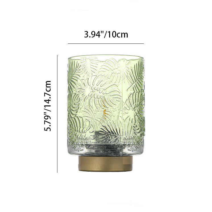 Modern Art Deco Cylinder Dot Leaf Glass LED Table Lamp For Bedroom