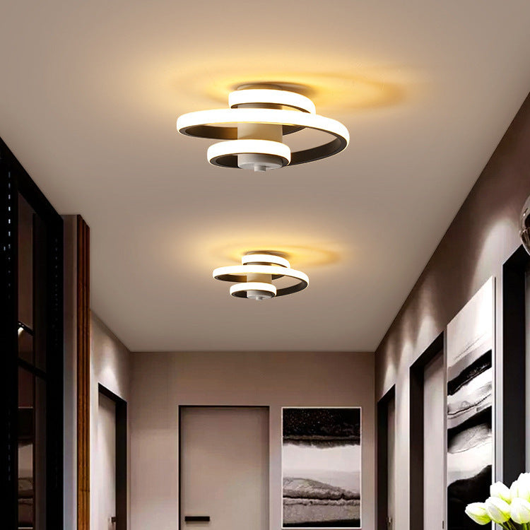 Modern Minimalist Multi-Layer Circle Aluminum Iron Silicone LED Flush Mount Ceiling Light For Living Room