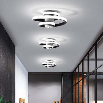 Modern Minimalist Multi-Layer Circle Aluminum Iron Silicone LED Flush Mount Ceiling Light For Living Room