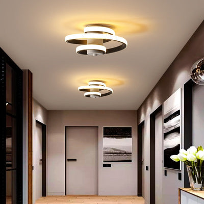 Modern Minimalist Multi-Layer Circle Aluminum Iron Silicone LED Flush Mount Ceiling Light For Living Room