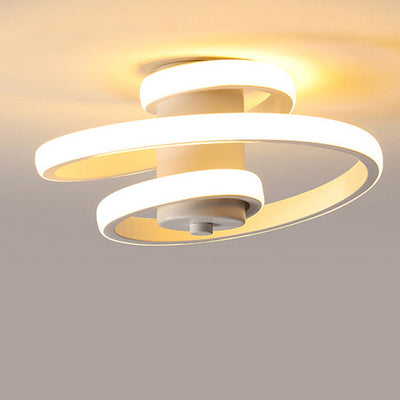 Modern Minimalist Multi-Layer Circle Aluminum Iron Silicone LED Flush Mount Ceiling Light For Living Room