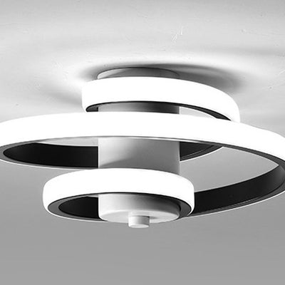 Modern Minimalist Multi-Layer Circle Aluminum Iron Silicone LED Flush Mount Ceiling Light For Living Room