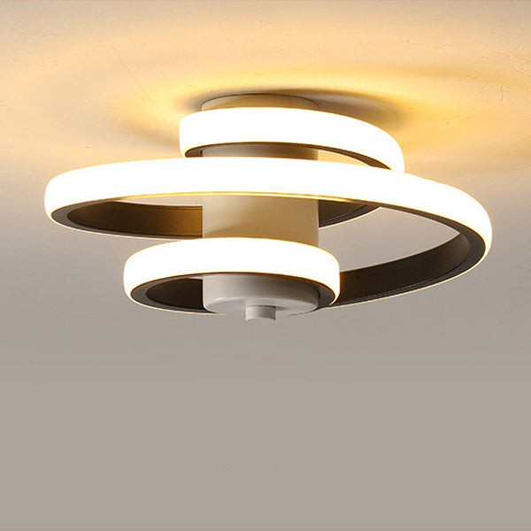 Modern Minimalist Multi-Layer Circle Aluminum Iron Silicone LED Flush Mount Ceiling Light For Living Room