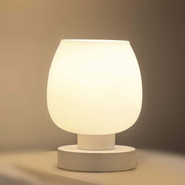 Modern Minimalist Round Glass Shade Iron Base 1-Light Table Lamp For Bedroom