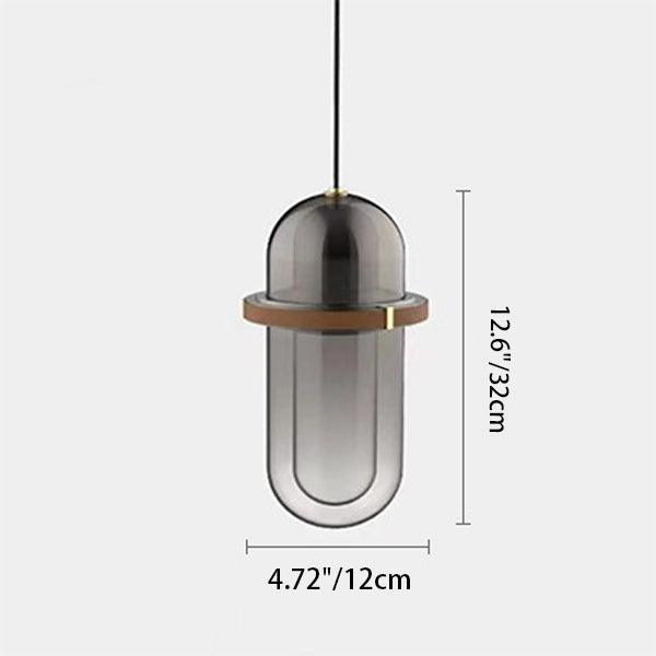 Modern Minimalist Cylinder Gradient Glass Iron LED Pendant Light For Bedroom