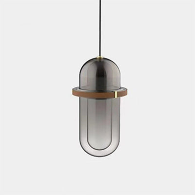 Modern Minimalist Cylinder Gradient Glass Iron LED Pendant Light For Bedroom