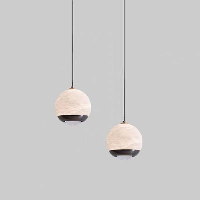 Modern Minimalist Globe Marble Aluminum LED Pendant Light For Bedroom